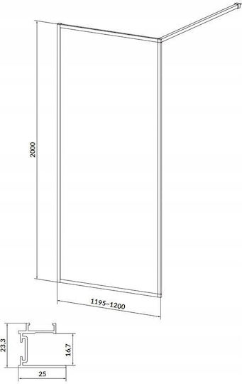 Cersanit Kabine für Dusche mit Schieben Tür 120x200cm Schwarz