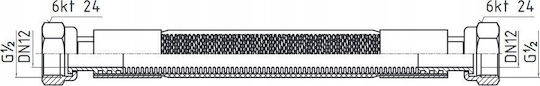 Flexible Connection Hose Perfexim Pha-250/2 Dn12 Typ1 Ww L-500 Safe Metal Corrugated Flexible Connection Hose En14800