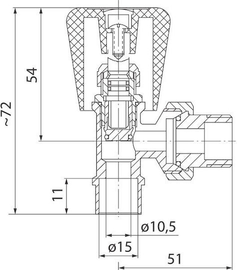 Γωνιακή Βαλβίδα Καλοριφέρ Ferro 1/2" Zg5ly
