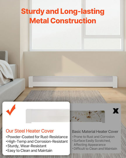 Radiator Covers Vevor Basic Series 1526 Mm Front Cover for Standard Electric Heating Unit Home Improvement Heavy Duty Steel Easy Installation Replacement for Old Cover in Bedroom White