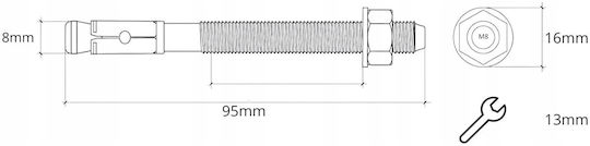 Anchor Bolts Le-Zn 8x95 4 Pieces