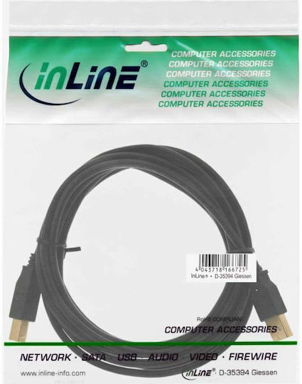 Καλώδιο Usb Inline Usb-a Usb-b 5 M Μαύρο 34555x