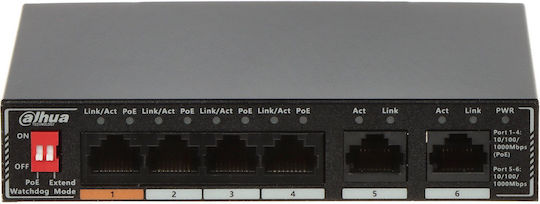 Dahua SG1006P Unmanaged L2 PoE+ Switch with 6 Gigabit (1Gbps) Ethernet Ports