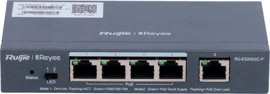 Ruijie RG-ES205GC-P Unmanaged L2 PoE+ Switch με 5 Θύρες Gigabit (1Gbps) Ethernet