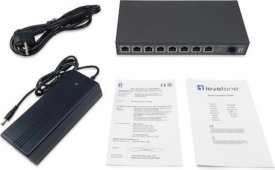 Level One GEP-0925 Unmanaged L2 PoE+ Switch με 8 Θύρες Ethernet και 1 SFP Θύρα