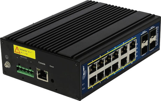 Allnet Managed L3 PoE+ Switch with 12 Gigabit (1Gbps) Ethernet Ports and 4 SFP Ports
