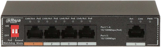 Dahua SF1005P Неуправляем L2 PoE+ Switch с 4 Портове Гигабитови (1Gbps) Ethernet