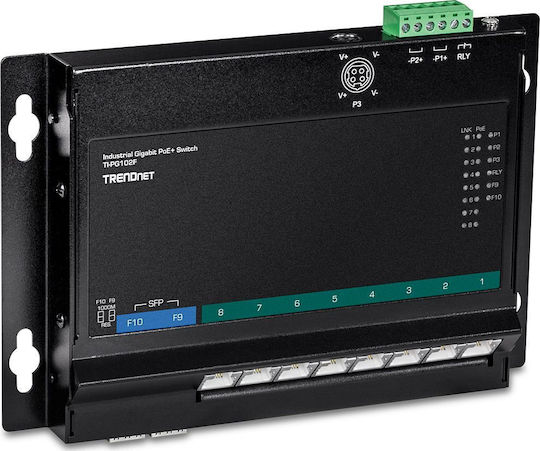 Trendnet TI-PG102F Неуправляем Превключвател L2 PoE+ с 8 Порта Gigabit (1Gbps) Ethernet и 2 SFP Порта