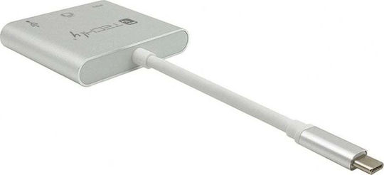 Techly Techly Konverter USB-C / HDMI / USB-A / Thunderbolt / DisplayPort männlich zu USB-C / HDMI / USB-A / Thunderbolt / DisplayPort weiblich Silber 1 Stück IADAP USB31-HDMIPTY