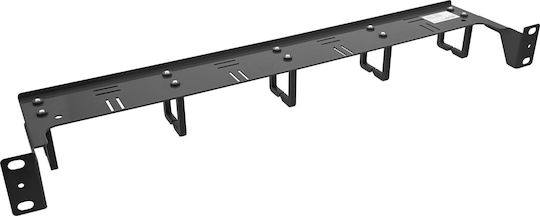 Inline 19" Cable Management Panel 5 Plastic Hooks Horizontal Ral 9005 Black