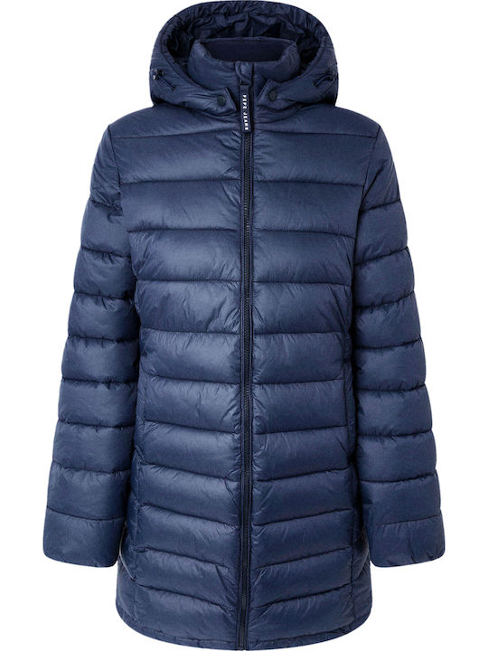 Maddie Women's Long Puffer Jacket for Winter Blue