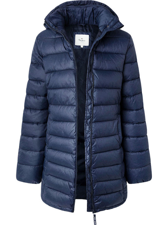 Maddie Women's Long Puffer Jacket for Winter Blue
