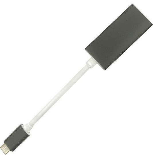 Qoltec Convertor USB-C masculin în DisplayPort feminin Argintiu 1buc 50429