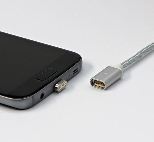 Reductor cablu magnetic USB 2.0 cu capăt Lightning-m, reducere 0, argintiu