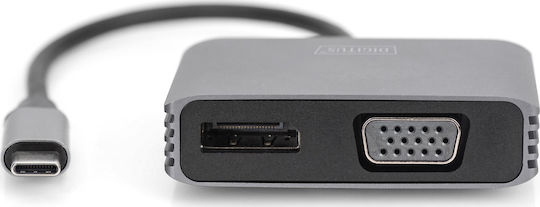 Digitus Μετατροπέας USB-C male σε DisplayPort / VGA female 1τμχ DA-70827
