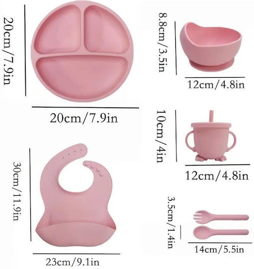 Kids Silicone Feeding Set 8 Pieces Gray