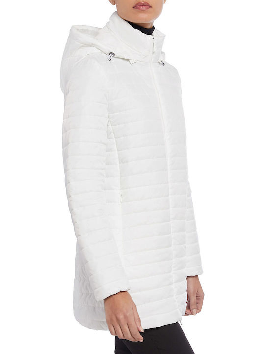 Ascythia Scurtă Jachetă de femei Fără mâneci Puffer Alb