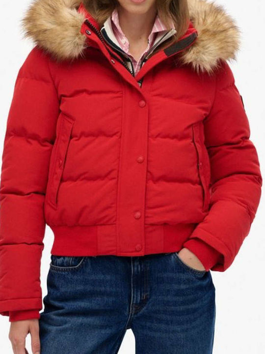 D2 Ovin Damen Puffer Jacke für Winter Rot