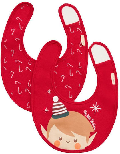 Ysabel Mora Bib Fabric with Hoop & Loop Fastener Red 2pcs