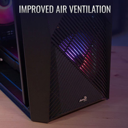 Aerocool Raider Mini Gaming Midi Tower Computer Case with Side Window and RGB Lighting Black