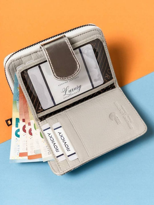 Portofel Mare Din Piele Pentru Dama Cu RFID Argintiu