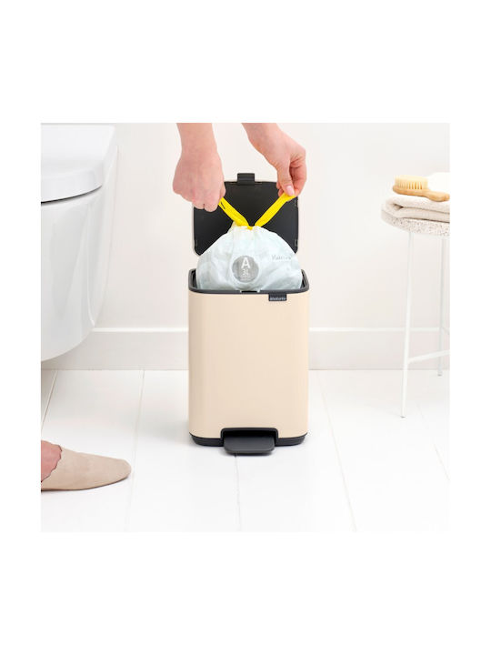 Brabantia Coș de Gunoi Plastic cu Pedală Bej 4lt 1buc