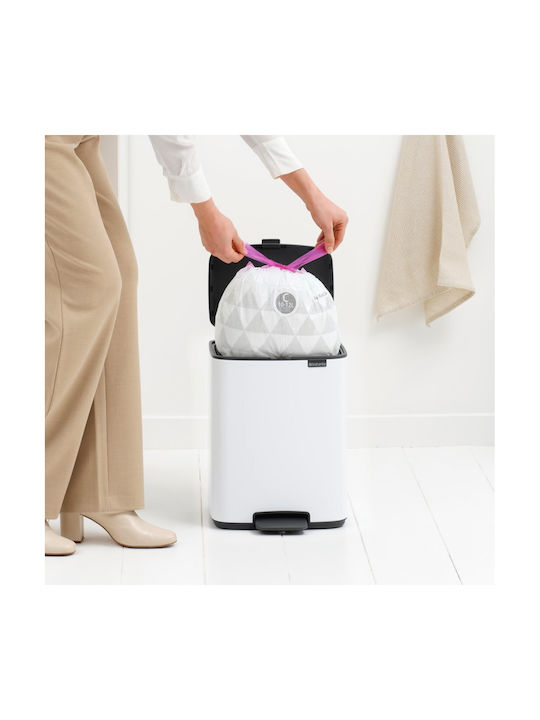 Brabantia Plastic Waste Bin with Pedal White 12L