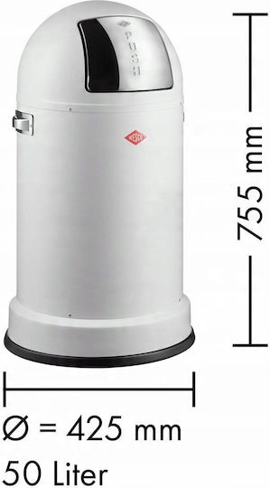 Wesco Κάδος Απορριμμάτων Μεταλλικός Ασημί 50lt