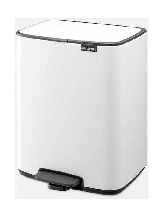 Brabantia Plastic Waste Bin with Pedal White 12L