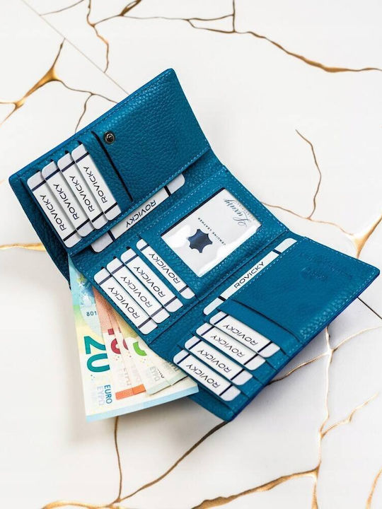 Große Leder Damenbrieftasche mit RFID Blau