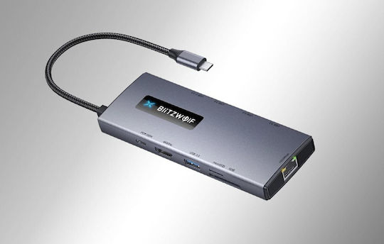 BlitzWolf USB-C Docking Station με HDMI 4K PD Ethernet Γκρι (BW-NEW TH8)