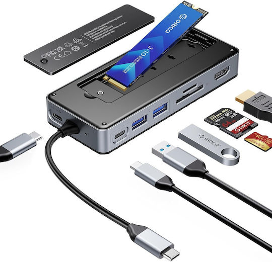 Orico 8-in-1 USB-C Docking Station με HDMI 4K PD Ethernet Μαύρο