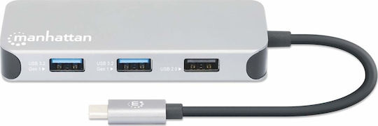 Manhattan USB-C Docking Station με HDMI 4K Ethernet Γκρι (130615)