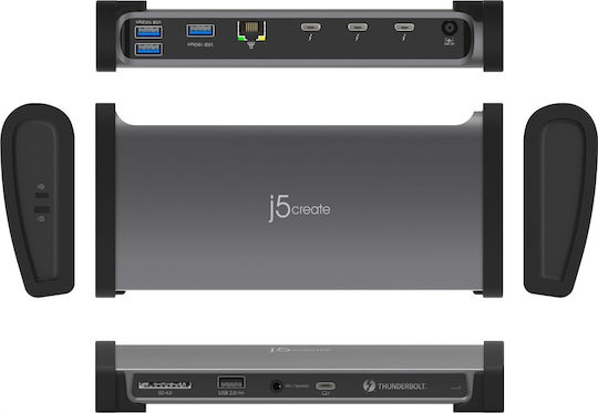 J5create Thunderbolt 4 Docking Station με 4K PD Ethernet και σύνδεση 2 Οθονών Γκρι (JTD562)