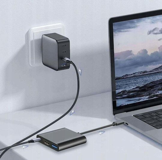 Platinet USB-C Докинг станция с HDMI 4K PD Сив (PL0557)