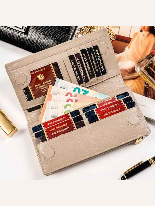 Leather Women's Wallet with RFID Beige PTN 421431 SBR BE