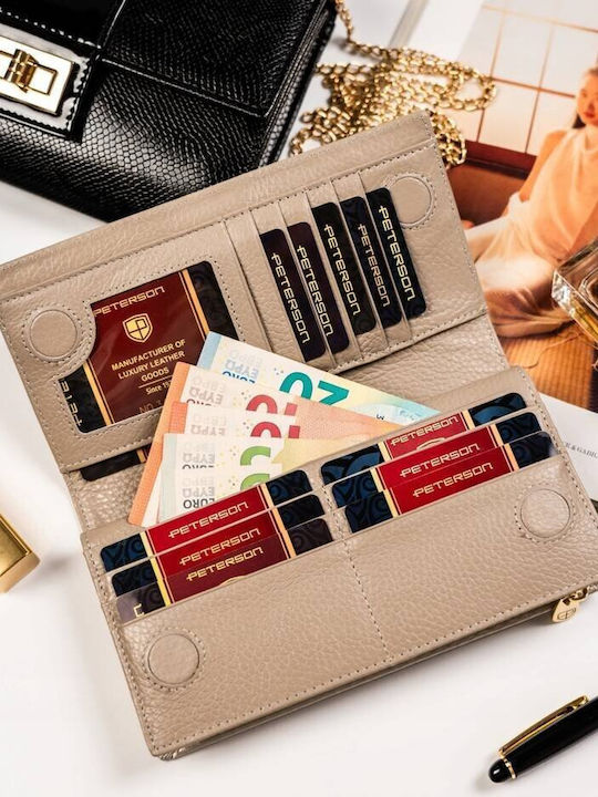 Leather Women's Wallet with RFID Beige PTN 421431 SBR BE