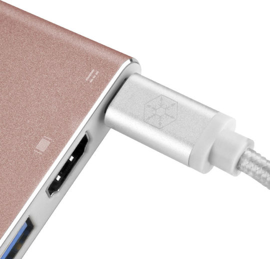 Silverstone EP08 USB-C / USB-A Docking Station mit 4K PD Ethernet Rosa