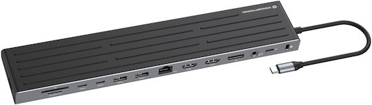 Conceptronic USB-A / USB-C Stație de andocare cu HDMI 4K PD Ethernet Negru (DONN32B)