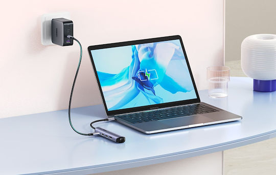 Ugreen CM418 USB-C Докинг станция с HDMI 4K PD Ethernet Сив