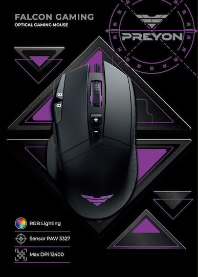 Preyon Falcon RGB Gaming Ποντίκι 12400 DPI Μαύρο