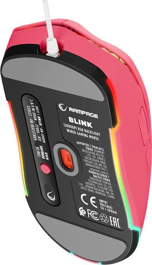 Rampage Blink RGB Gaming Mouse 12800 DPI Pink