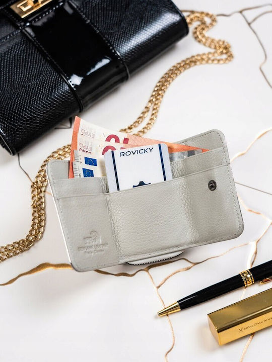Klein Leder Damen Geldbörse Klassisch mit RFID Silber