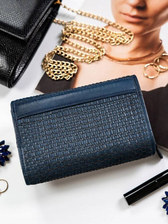 Μεγάλο Δερμάτινο Γυναικείο Πορτοφόλι με RFID Navy Μπλε