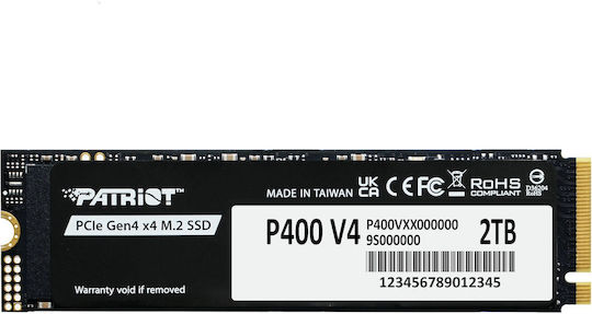 Patriot P400 V4 SSD 2TB τύπου M.2 με σύνδεση PCI Express 4.0 (PS5 Compatible) P400VP2TBM28H