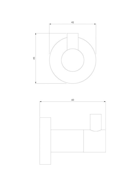 Omnires Modern Project Άγκιστρο Μπάνιου Μονό με Βίδες ​6x4cm Ασημί