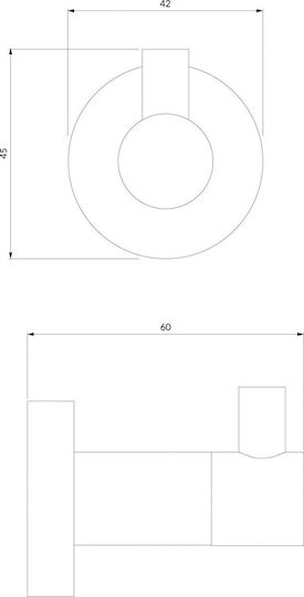 Omnires Modern Project Άγκιστρο Μπάνιου Μονό με Βίδες ​6x4cm Ασημί