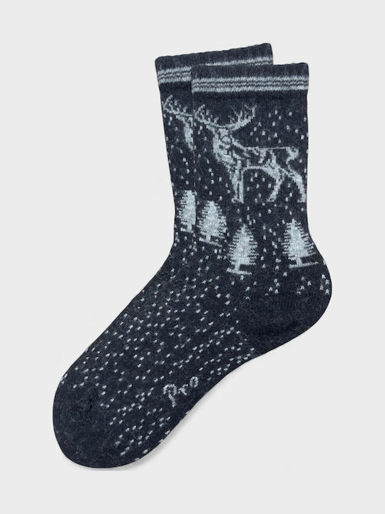 Pro Socks Γυναικείες Χριστουγεννιάτικες Κάλτσες Ανθρακί