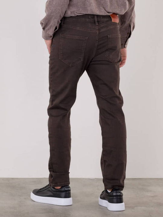 Jean Ανδρικό Παντελόνι Τζιν Slim Fit Καφέ