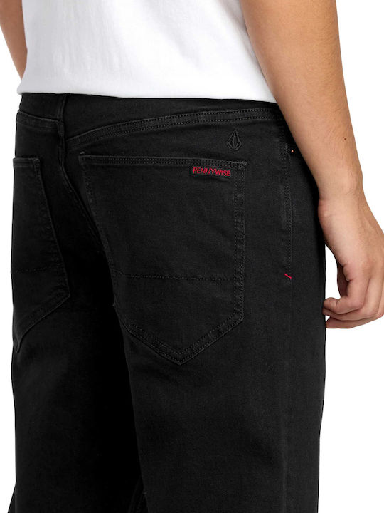 Ανδρικό Παντελόνι Τζιν με Regular Straight Εφαρμογή Black